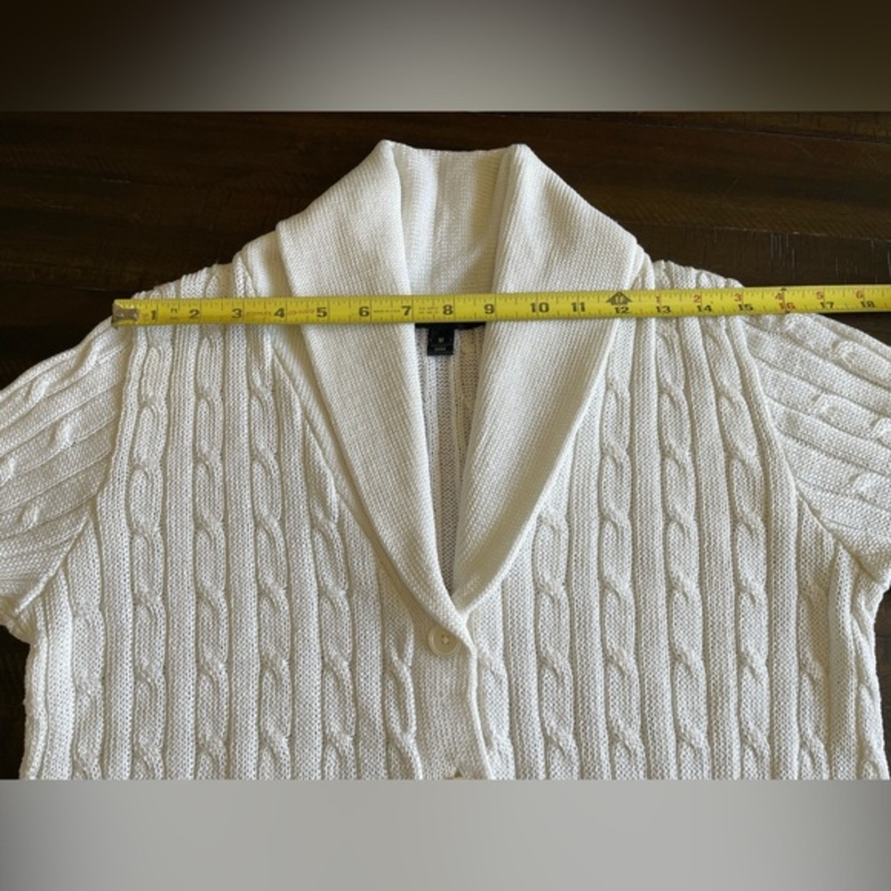 Ralph Lauren Black Label White Metallic Cable Knit Cardigan size Medium - Picture 6 of 13